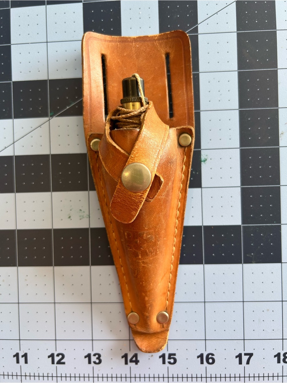Antique Brass Plumb Bob with leather case